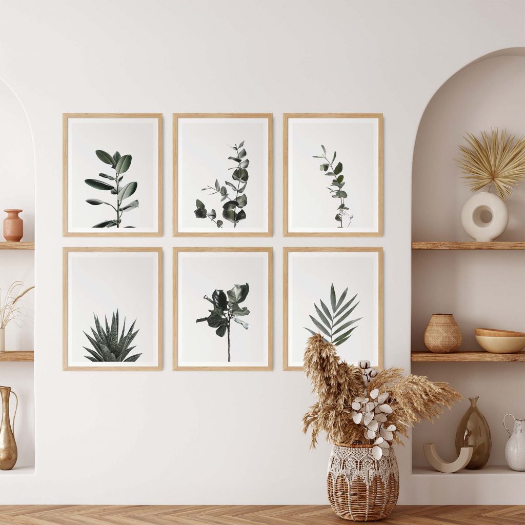 Botanical Six Plants and Leaves – Wall Art