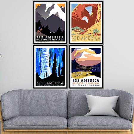 See America vintage travel poster set of 4