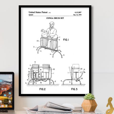 Industrial Conga Drum Set Patent Drawing – Wall Art