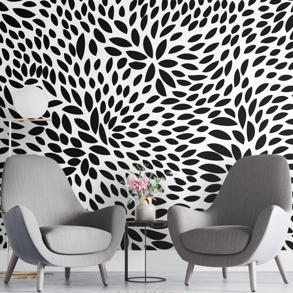 Black and white seamless animal print - Mural Wallpaper, PVC Free, Non-Toxic