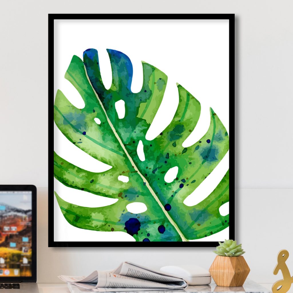 Botanical Watercolor Monstera Leaf – Wall Hanging