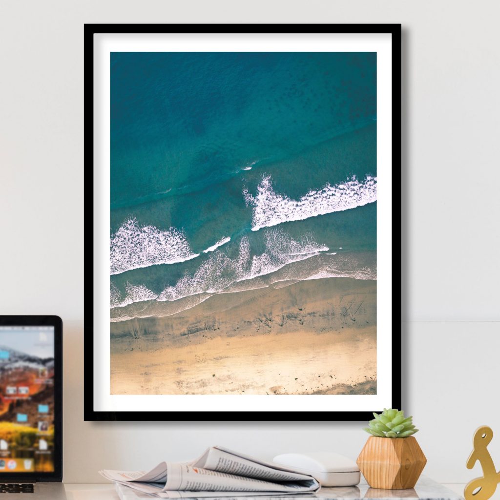 Nature Aerial Ocean Waves Beach – Home Decor