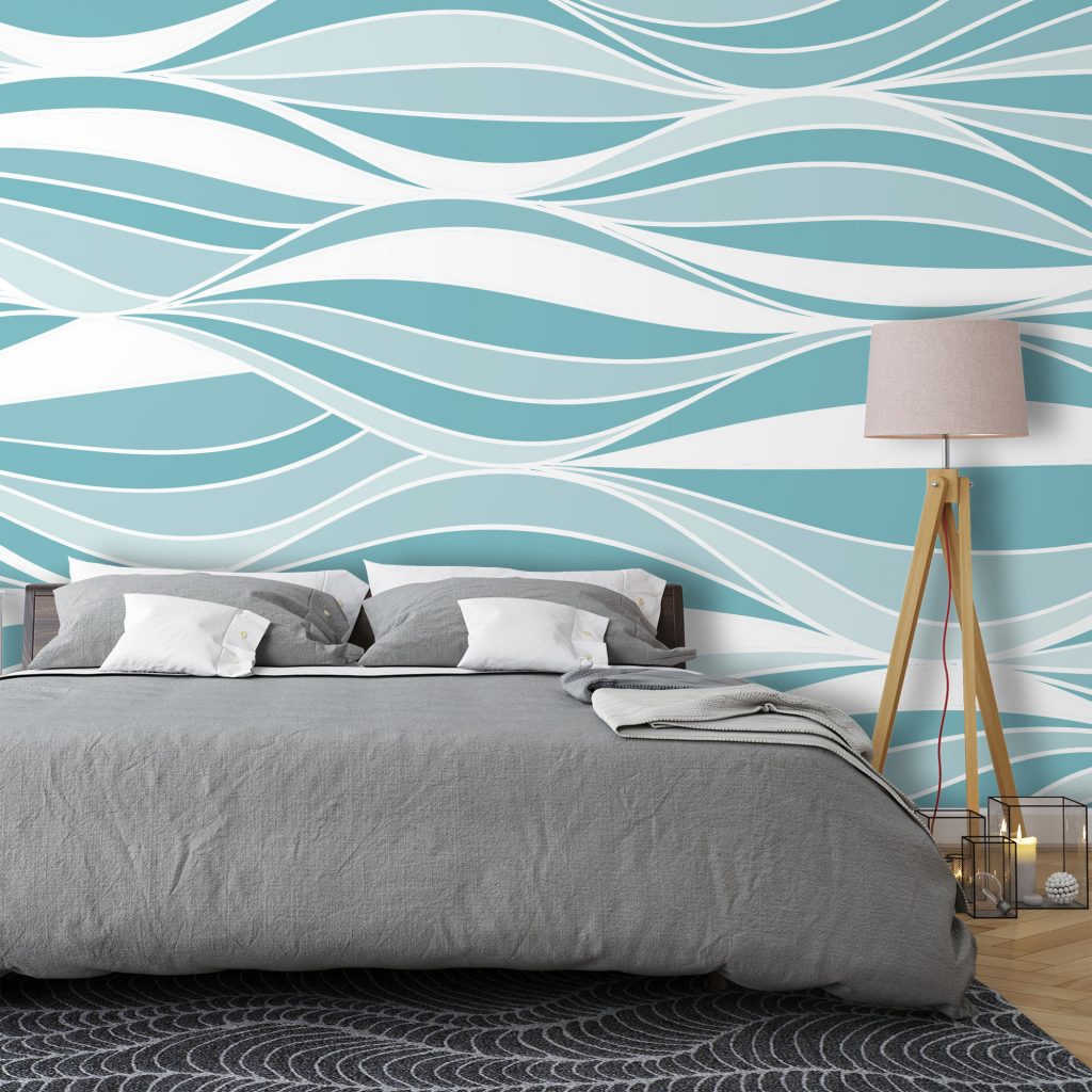 Teal and White Ocean Waves Wallpaper