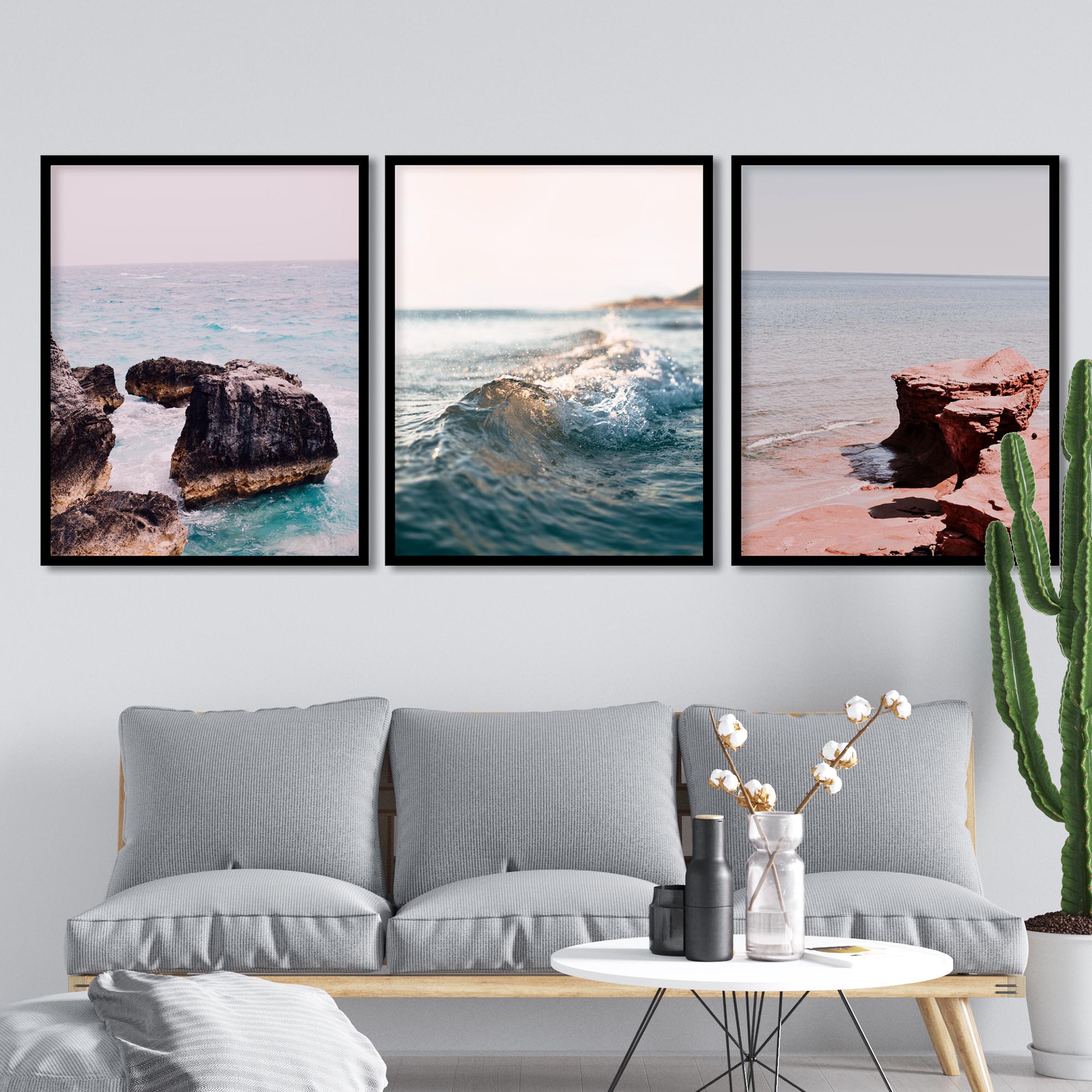 Set of 3 beach and ocean wave