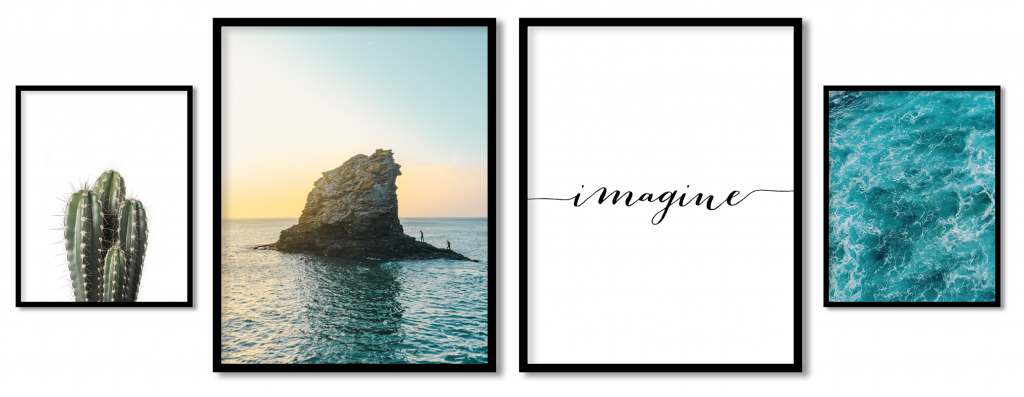 Set of 4 sea sunset motivational