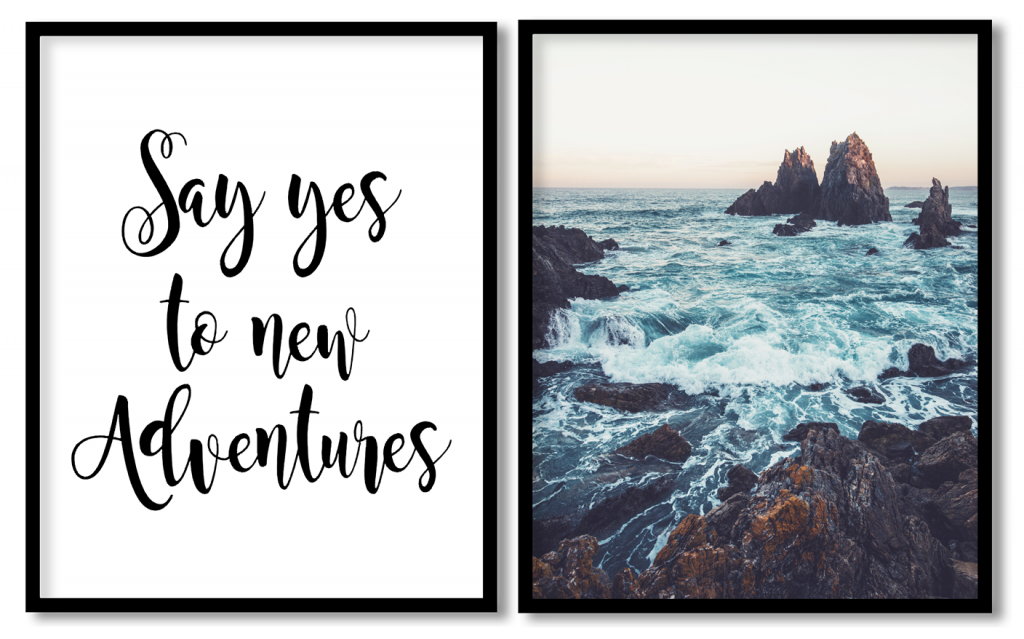 Set of 2 rocky beach and quote