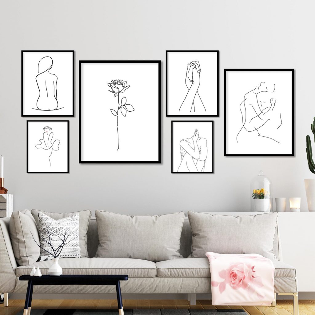 Minimalist Figures Hands Rose – Wall Painting