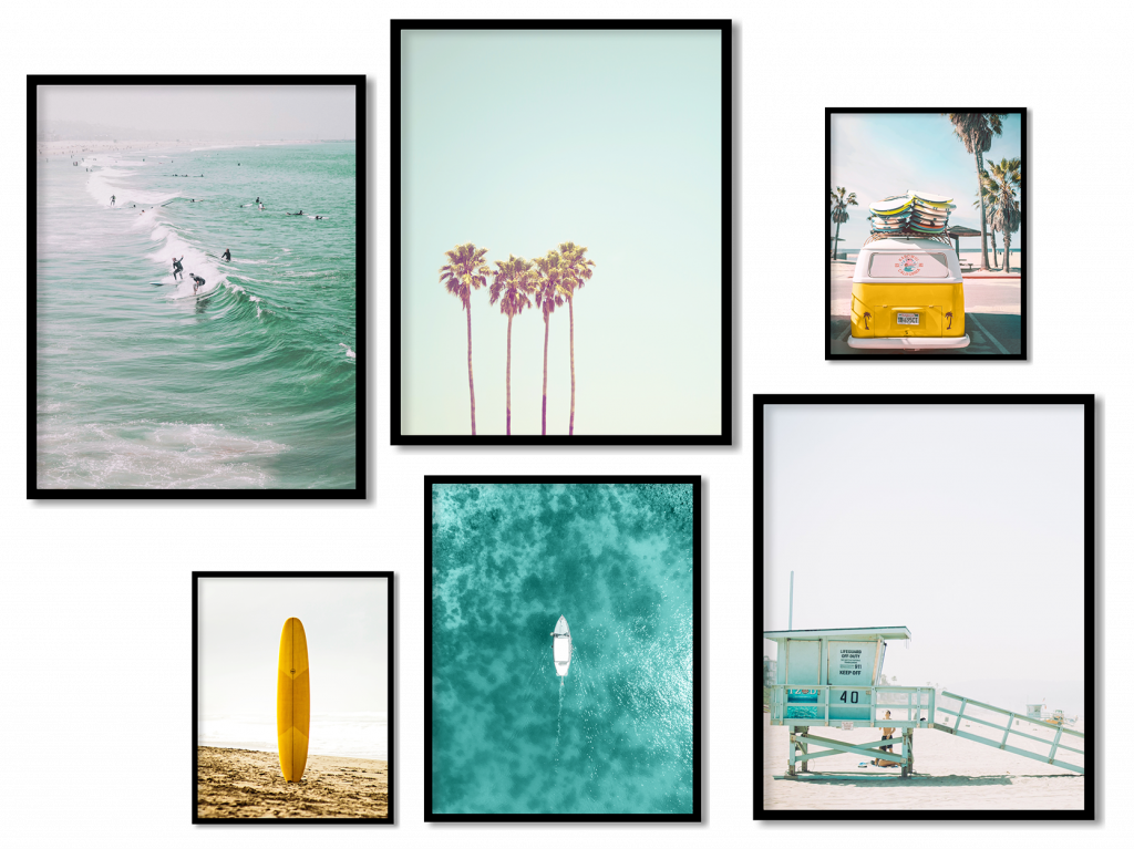 Set of 6 beach surfboard coastal