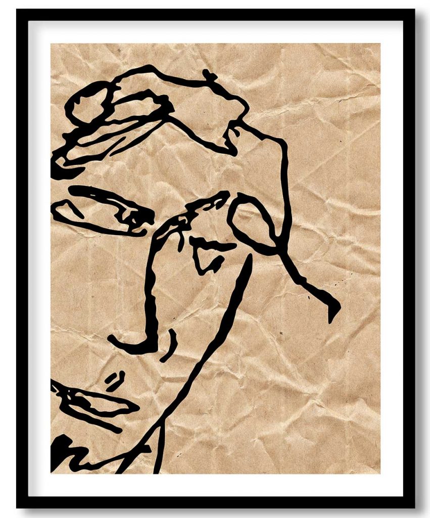 Matisse vintage line drawing face abstract