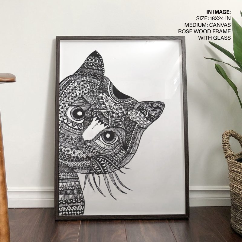 Contemporary Black and White Cat Head – Home Decor