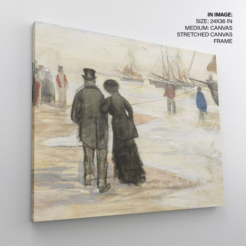 Beach with People Walking and Boats jh248 by Vincent Van Gogh (1882)