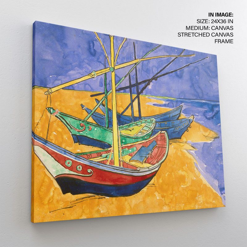 Fishing Boats on the beach at Saintes-Maries (Fischerboote am Strand von Saintes-Maries) by Vincent Van Gogh (1888)