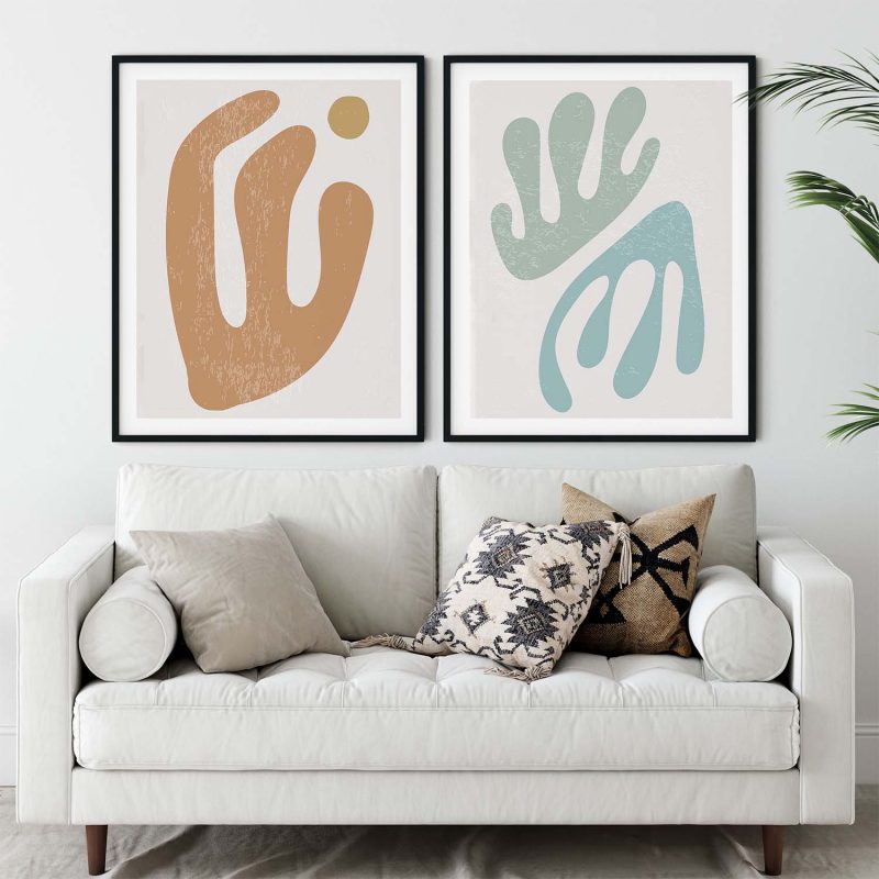 Abstract Organic Muted Shapes Artworks – Wall Decor