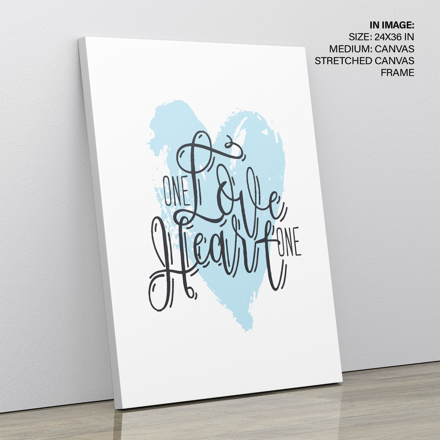 One love one heart with blue heart Wall Art, Hanging Wall Decor, Home