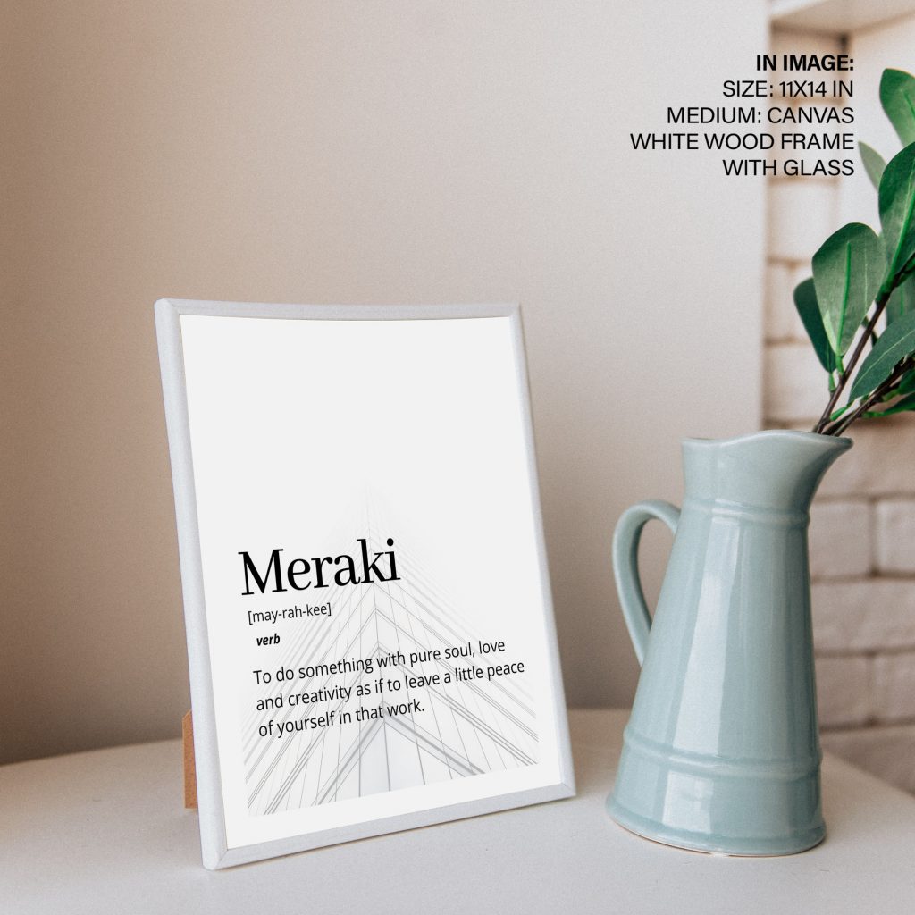 Meraki Funny Dictionary Definition Wall Art, Hanging Wall Decor