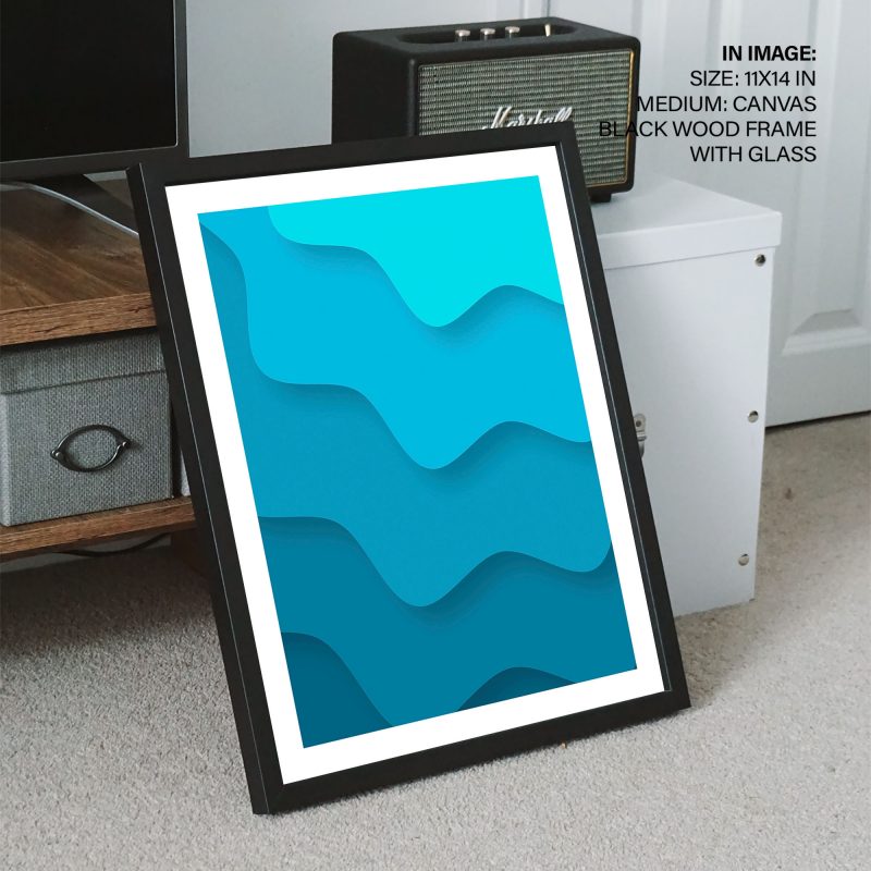Abstract Blue Layered Waves – Wall Painting