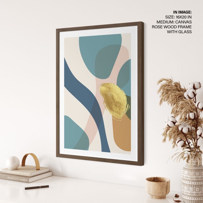 Abstract Organic Shapes Gold Brushstroke – Wall Art