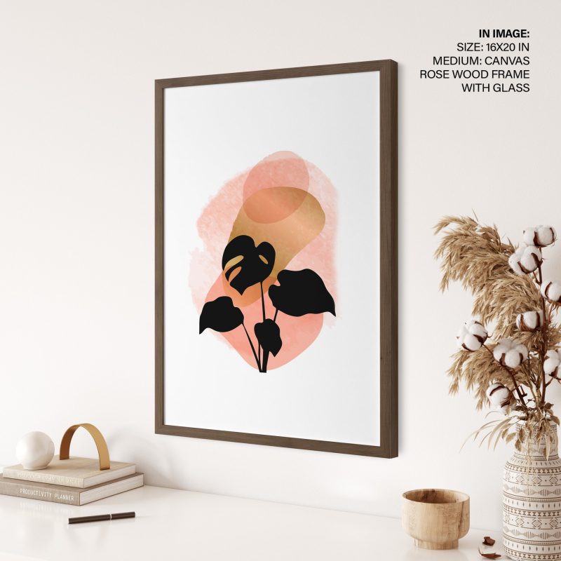 Botanical Black Monstera Peach Gold – Wall Hanging