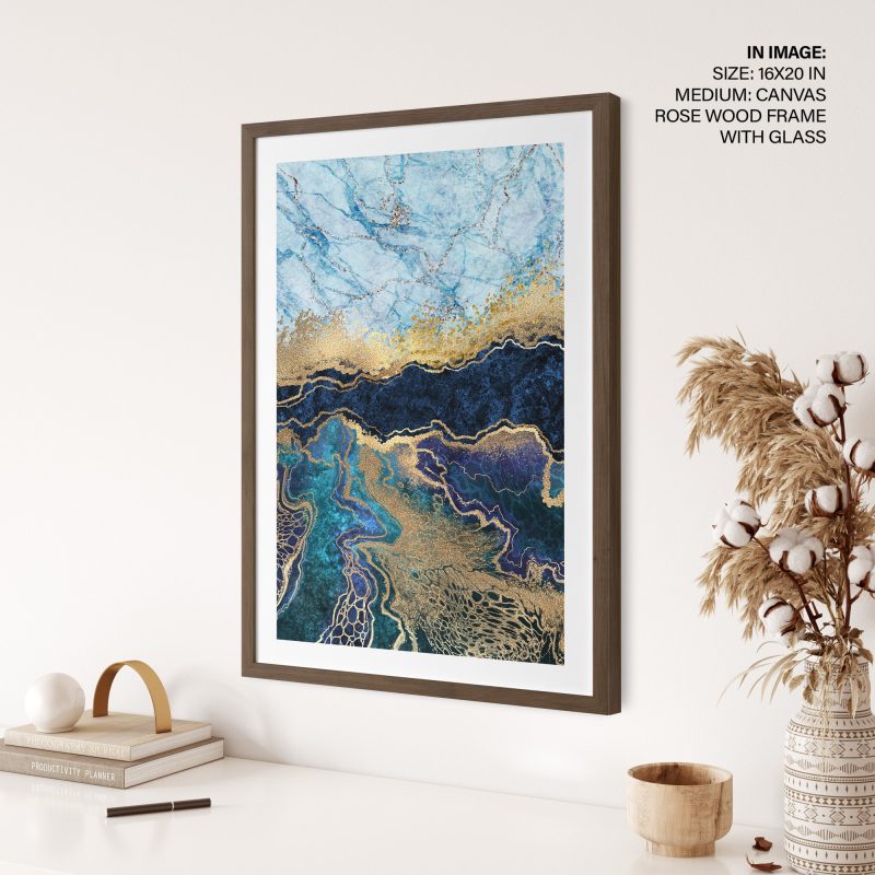 Abstract Blue Gold Fluid Art 2 – Wall Decor