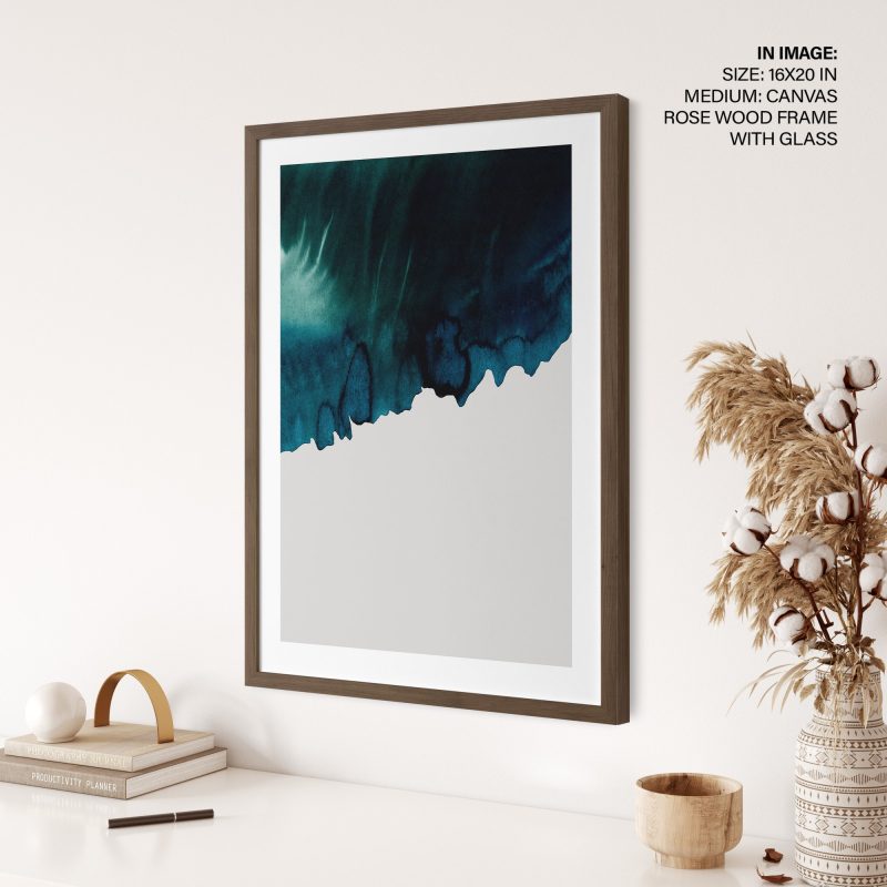 Abstract Deep Blue Teal Watercolor – Wall Art