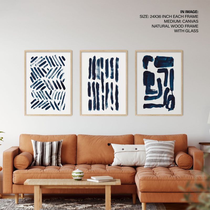 Abstract Blue Brushstroke Patterns – Wall Decor