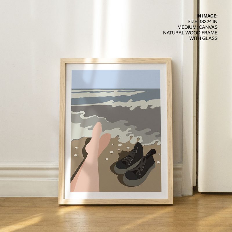 Minimalist Feet Black Sneakers Beach – Wall Decor