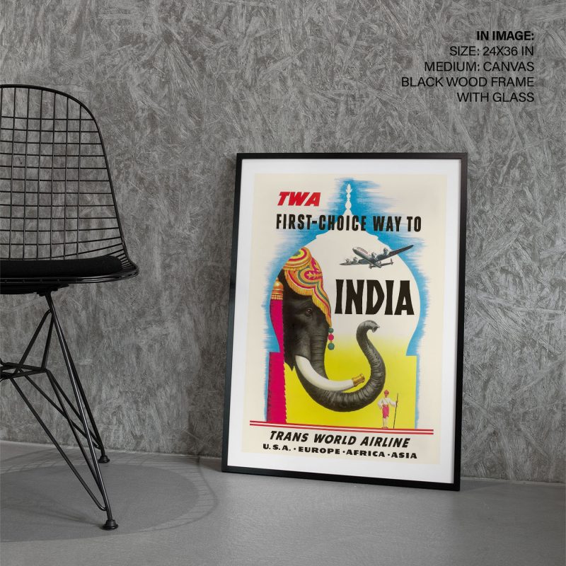TWA FIRST-CHOICE WAY TO INDIA - Vintage Travel Ad – Wall Art