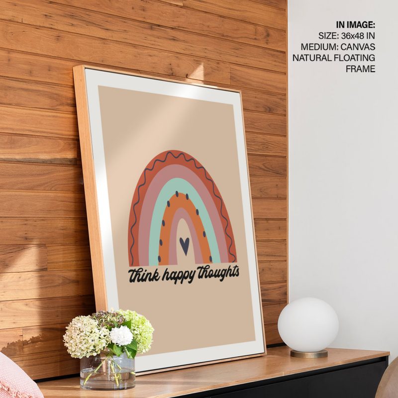 Think happy thoughts Wall Art Decor, Framed Painting, Home Decor