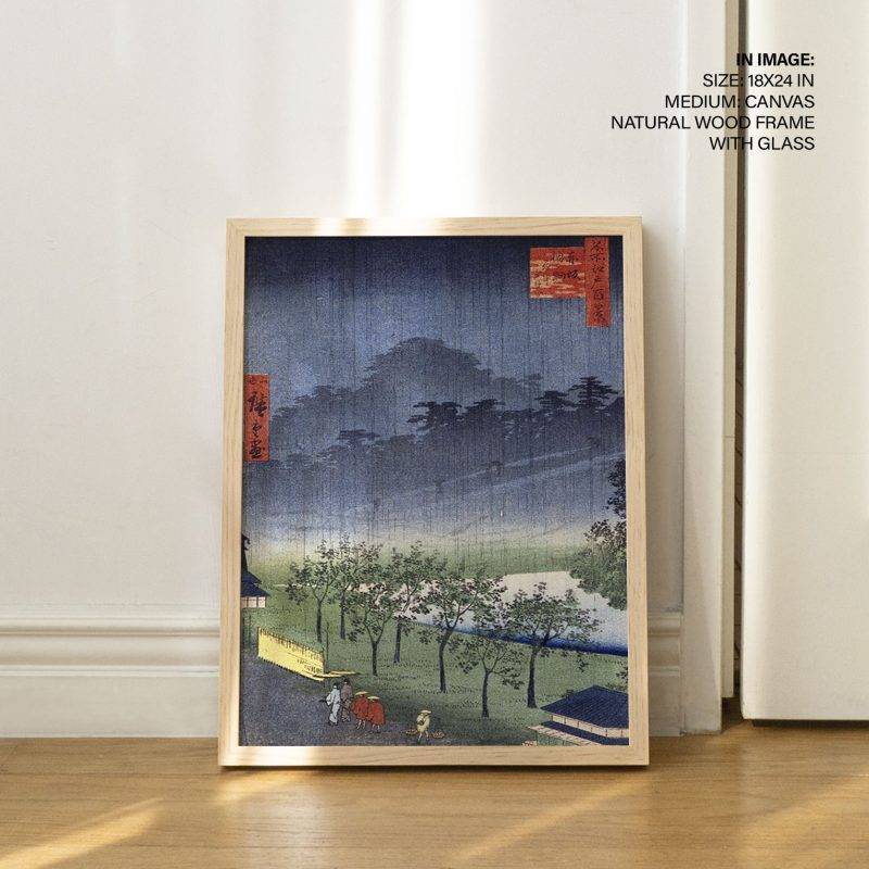 View of the paulownia imperiales trees akasaka on a rainy evening by Hiroshige (1857)