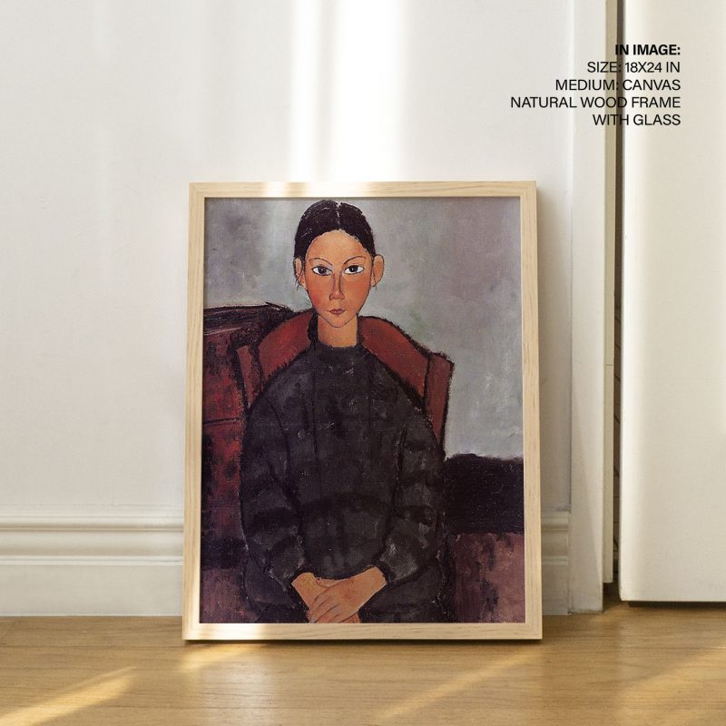 A young girl with a black overall by Amedeo modigliani (1918)
