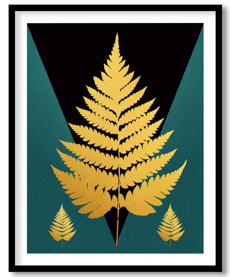 Supple golden silhouette fern botanical