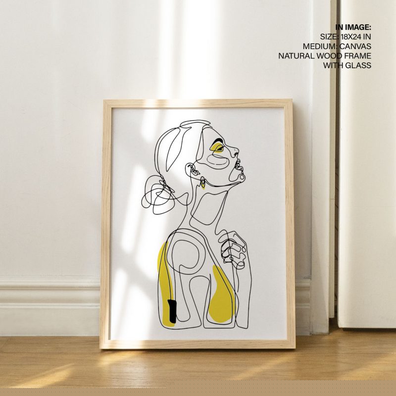 Minimalist Woman Yellow Accents – Wall Painting