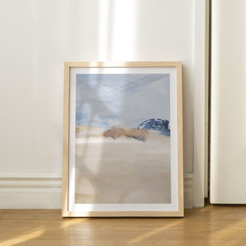 Abstract Landscape Blue Beige White – Wall Hanging