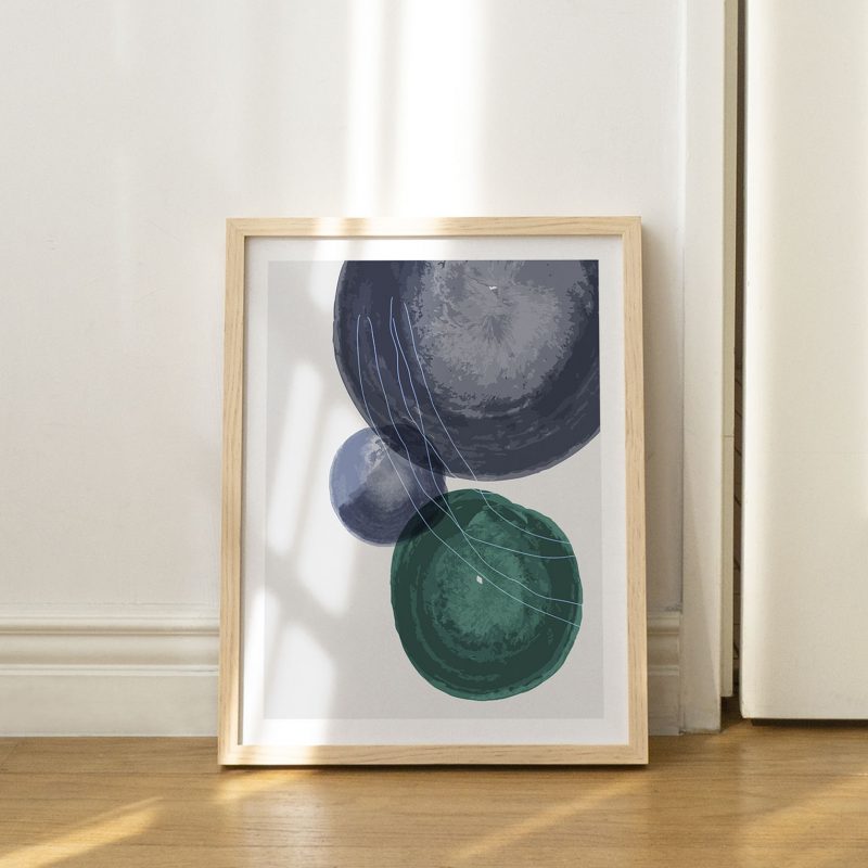 Abstract Blue Gray Green Circles – Wall Art