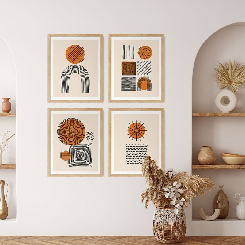 Abstract Orange Black Geometrics – Wall Painting