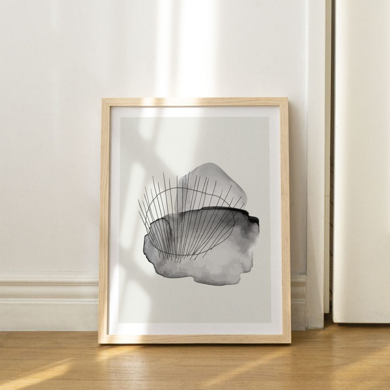 Abstract Gray Black Shapes Lines – Home Decor