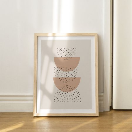 Abstract Peach Semicircles and Dots – Home Decor