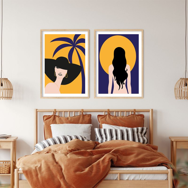 Modern Women Hats Palm Sun – Wall Decor