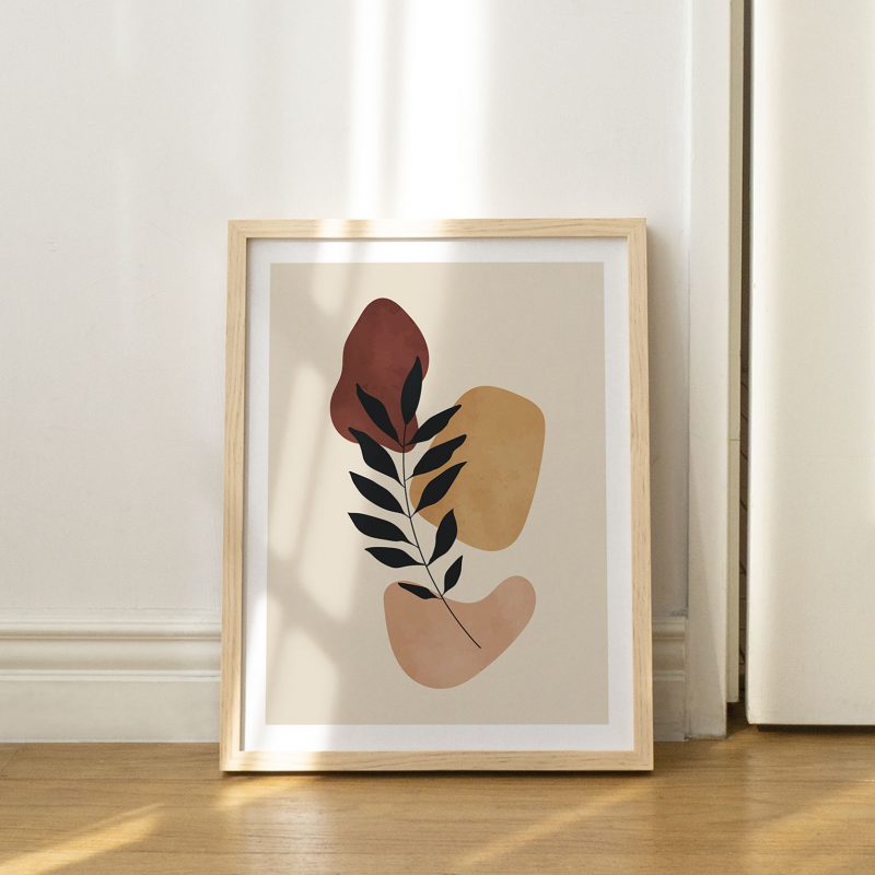 Abstract Organic Shapes Leafy Branch – Wall Hanging