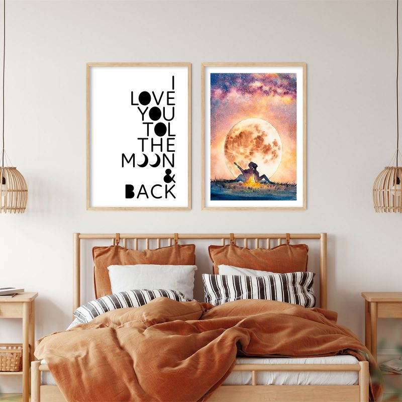I LOVE YOU TO THE MOON BACK - Romantic Quote – Wall Hanging