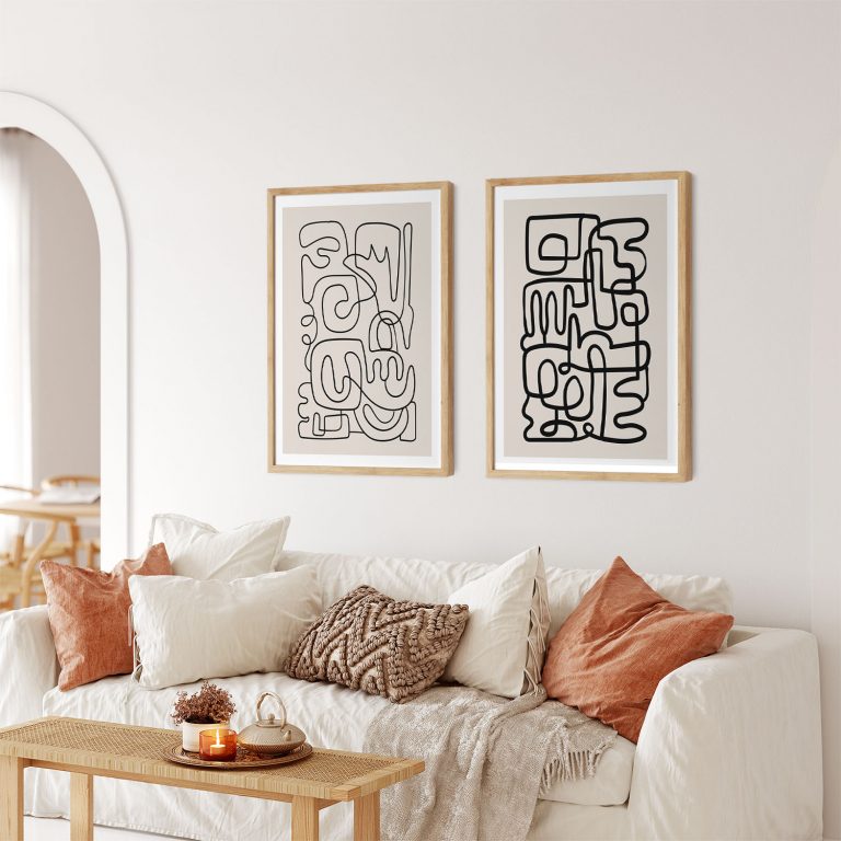 Framed Art | Abstract Thick Black Line Forms – Home Decor | 50+ Frame ...