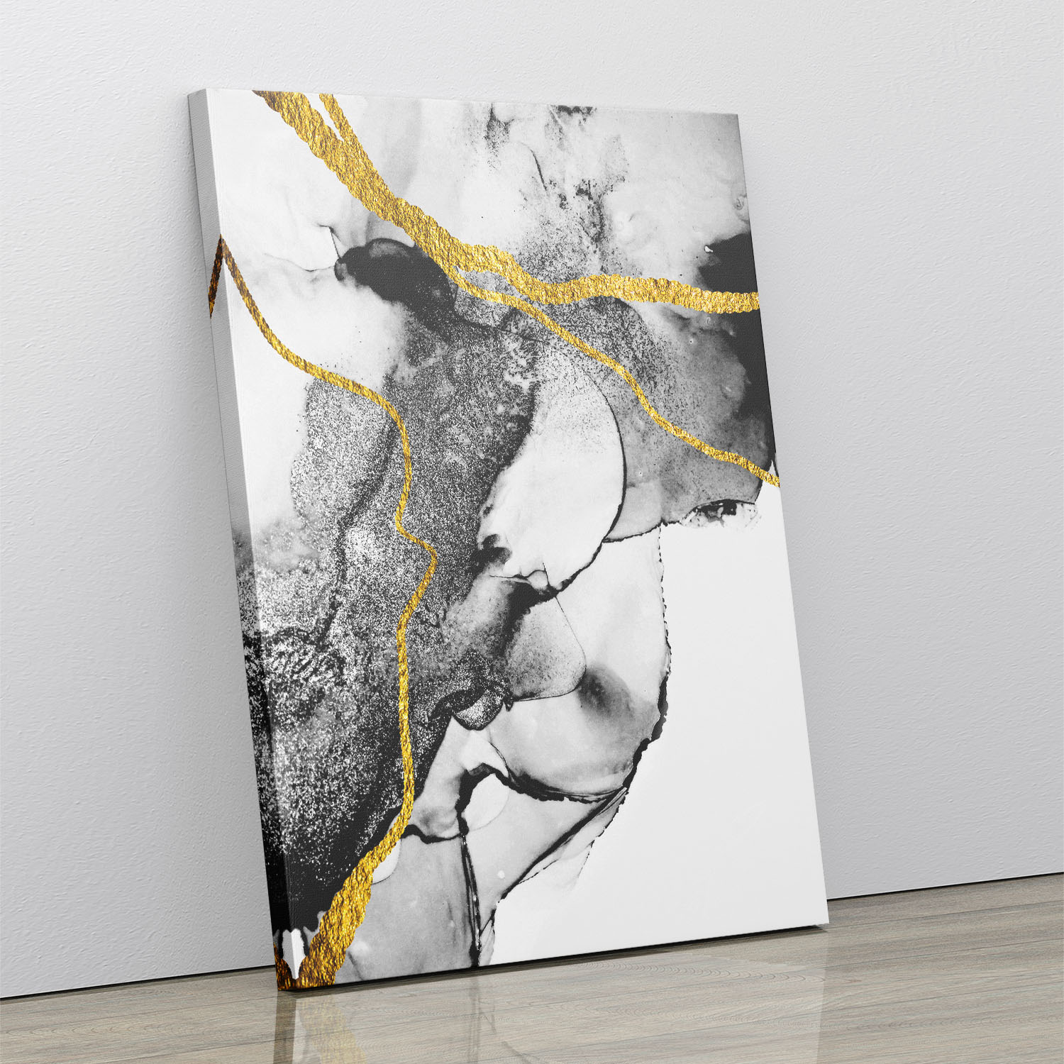 Abstract golden ink black painting Wall Art, Hanging Wall Decor, Home
