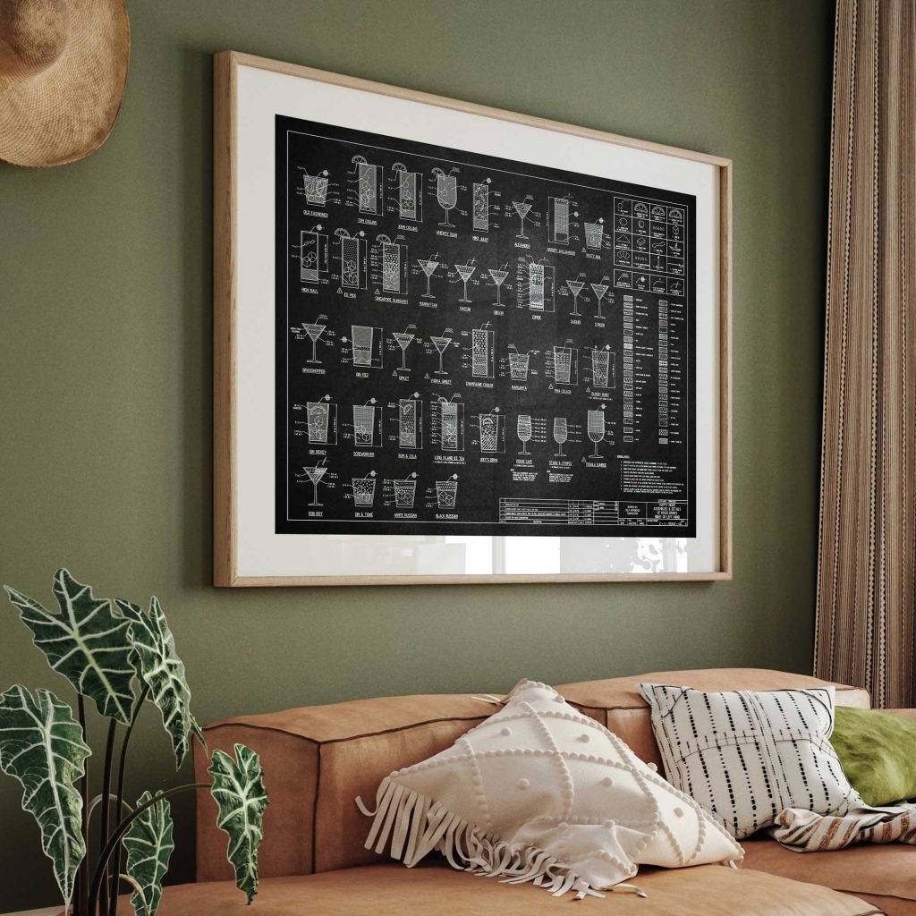 Geometric Blueprint Cocktails – Wall Art