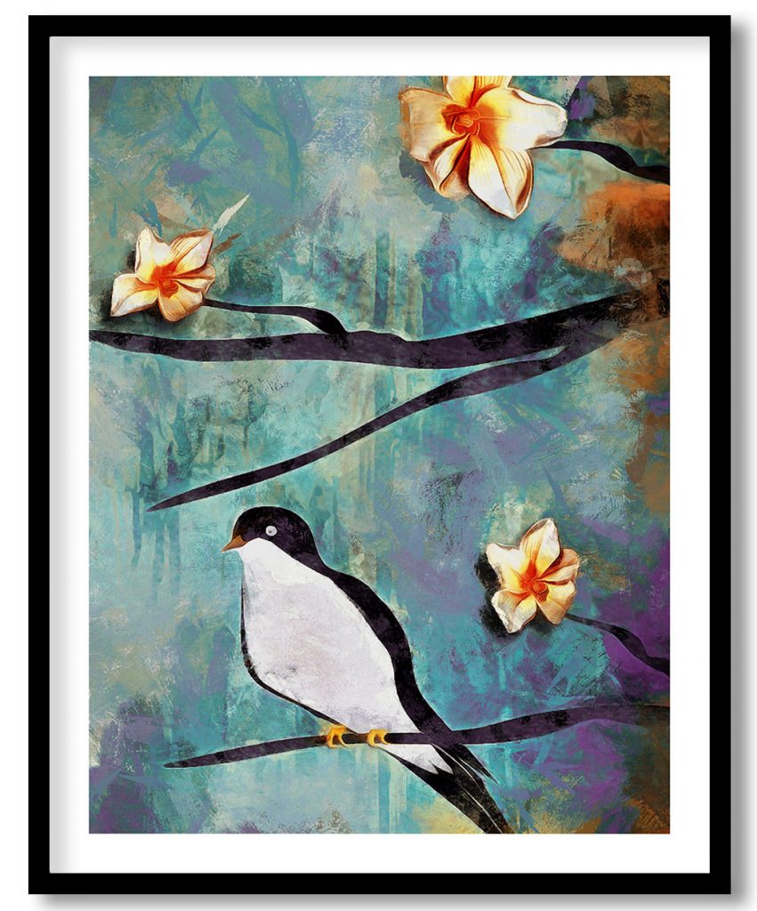 The lonely bird on a cherry tree