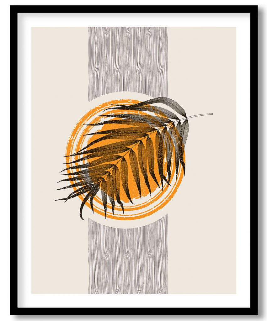 Abstract boho modern minimalistic grunge leaf