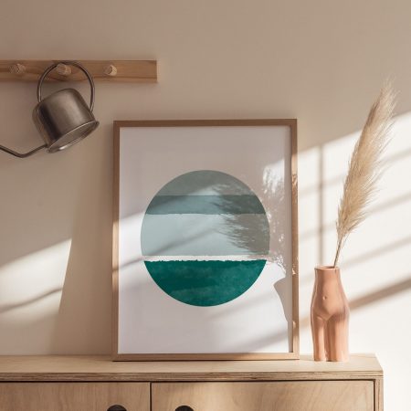 Abstract Circle Teal Stripes – Wall Hanging