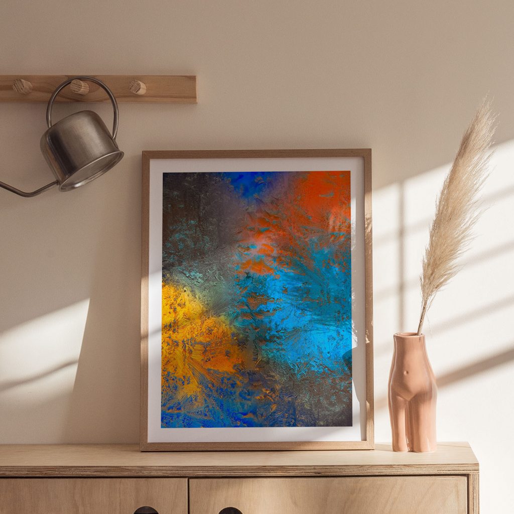 Abstract Blue Orange Texture – Wall Decor