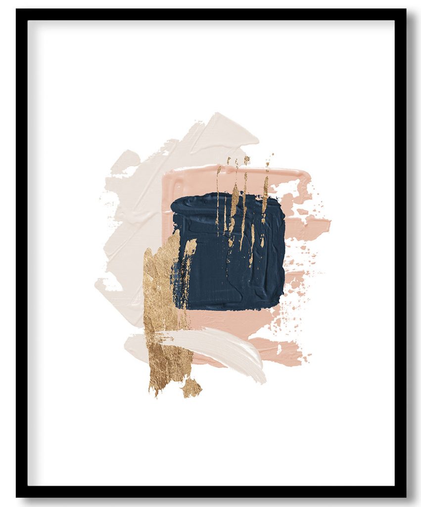 Abstract minimalistic pink blue blush brush strokes