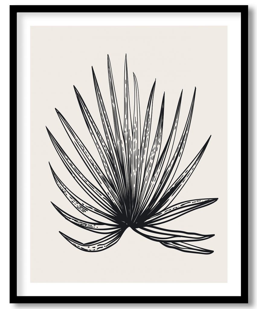 Vintage exoctic black and white tahiti leaf