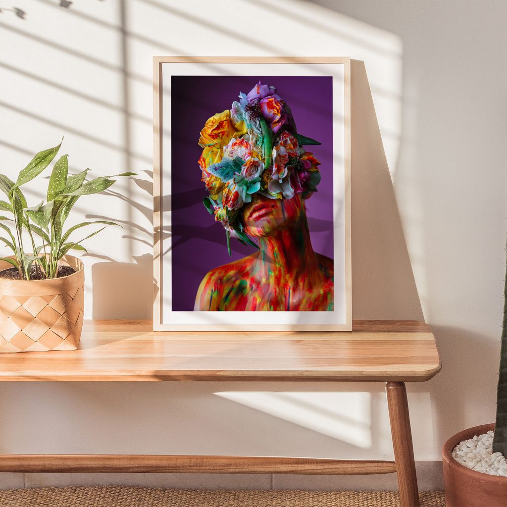 Contemporary Painted Floral Figure – Wall Art